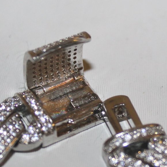New w Tag Iced Out Bling  CZ Fancy Locking Unisex Statement Bracelet - Picture 5 of 7